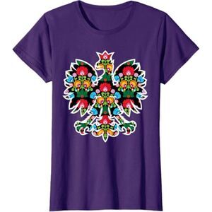 POLISH EAGLE | Poland WYCINANKI Emblem, Polish Folk Art Fest T-Shirt - Womens L